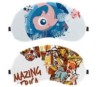 2 PCS Amazing Africa Sleep Mask for Back and Side Sleeper, 100% Light Blocking Eye Mask, Adjustable & Breathable Sleeping Eye Cover, Zero Eye Pressure