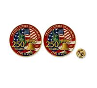 2 Pcs America 250th Birthday Enamel Pins,250 years Anniversary Metal Gold Plated Lapel Pin, 1.4″ USA Patriot Collectible Accessories for Patriot's Day Independence Day, One size, Metal, no gemstone