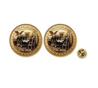 2 Pcs America 250th Birthday Enamel Pins,250 years Anniversary Metal Gold Plated Lapel Pin, 1.4″ USA Patriot Collectible Accessories for Patriot's Day Independence Day, One size, Metal, no gemstone