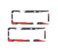 2 PCS American Flag Stars Stripes Print License Plate Frames Car License Plate Cover with Fasteners and Screws