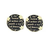 2 Pcs An ounce of action is worth a ton of theory enamel pin, inspirational motivational phrase lapel pin, men's and women's clothing backpack hat accessories
