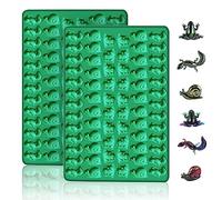 2 PCS Animal Silicone Molds, 104 Cavity Frog, Lizard, Snails Shaped Mini Silicone Molds for Baking Biscuits, Cookie,Candy, Chocolate, Jelly,Ice Cube,Pet Dog Treats Mold