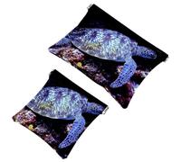 2 PCS Animal Tortoise Pocket Cosmetic Bag, Self-Closing Shrapnel Makeup Pouch, Portable No Zipper Mini Travel Make Up Bag for Headphones Coin Lipstick Cosmetics Earphones Jewelry Organizer