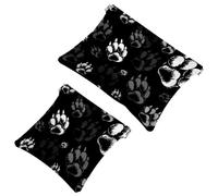 2 PCS Animal Tracks Footprints Pocket Cosmetic Bag, Self-Closing Shrapnel Makeup Pouch, Portable No Zipper Mini Travel Make Up Bag for Headphones Coin Lipstick Cosmetics Earphones Jewelry Organizer