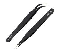 2 Pcs Anti-Static Precision Tweezers Anti-magnetic Stainless Steel Curved Straight Tools for Electronics Jewelry and Crafts