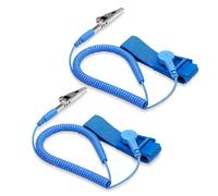 2 PCS Anti Static Wrist Strap Metal Adjustable Antistatic Wristband Coated Grounding Wire with Alligator Clip ESD Discharge Function Stop Static Buildup for Electronic Repair Industrial Work
