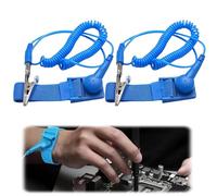 2 Pcs Anti Static Wrist Straps, Anti Static Metal Adjustable Wrist Strap Coated, with Grounding Wire and Alligator Clips, Band ESD Discharge for Static Electricity (Wired)