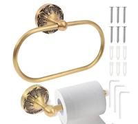 2 Pcs Antique Brass Toilet Paper Holder, Retro Brass Hand Towel Rack Ring Tissue Roll Paper Hanger Bathroom Hardware Wall Mounted Vintage Bathroom Accessories(style 1)