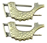 2 Pcs Antique Fish Shaped Padlock, Vintage Fish Shaped Metal Lock Old Chinese Padlock for Jewelry Box Wooden Suitcase Drawer Home