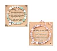 2 Pcs Anxiety Bracelet Healing Bracelets for Women Anxiety Bracelet Birthday Gifts for Women Ajustable Drawstring Healing Bracelets Elastic Beads Bracelet Message Card Gifts for Women Mothers Day