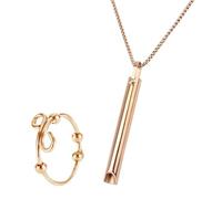 2 Pcs Anxiety Necklace, Anti Vaping Necklace, Fidget Necklace, Stress Relief Mindful Necklace Anxiety Whistle Necklace for Relieve Stress Meditation(Rose Gold)
