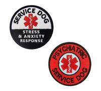 2 Pcs Anxiety Service Dog and Psychiatric Service Dog Patches Emblem Service Dog Tactical Embroidered Fastener Hook & Loop Applique Military Patches for Dog Harness,Backpacks,Clothes,Jacket,Hats