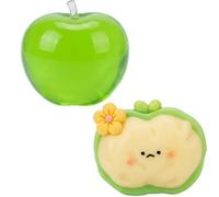 2 PCS Apple Squishy, Desk Ornament & Stress Relief Decor Set, Green Apple & Cream Decorative Ornaments, Portable Decor for Office, Home & Travel