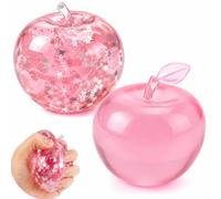 2 PCS Apple Squishy, Squishy Apple, Stress Relief Tools for Emotion Management, Desk Decor Items for Office Workers and Students, Pink Fruit Design Sensory Ornament