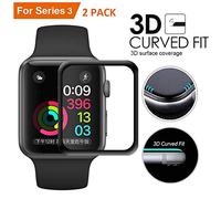 2 PCS Apple Watch Screen Protector Series 1-6/SE 44/42/40/38mm,NewChiChi iWatch Tempered Glass Screen Protector,3D Slim Version Full Coverage,Protective Soft TPU HD Anti-Bubble,Anti-Scratch