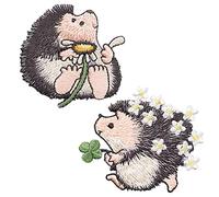 2 PCS Applique DIY Embroidered Patch, Hedgehog Applique Decor Accessory, Sew on Embroidered Badge, Cool Patches for DIY Clothing Backpack Jeans Jacket Caps Arts Craft