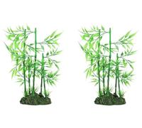 2 Pcs Aquarium Artificial Bamboo Plant, Green Leaf Plant, Aquatic Water Grass Ornament Landscape Decor