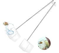 2 Pcs Aquarium Fish Nets Fine Mesh Fish Catch Nets Aquarium Net with Extendable Handle for Fish Tank Cleaning Small Pond (Square)