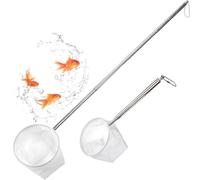2 Pcs Aquarium Fish Nets Fine Mesh Fish Catch Nets Aquarium Net with Extendable Handle for Fish Tank Cleaning Small Pond (Round)