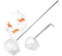 2 Pcs Aquarium Fish Nets Fine Mesh Fish Catch Nets Aquarium Net with Extendable Handle for Fish Tank Cleaning Small Pond (Round)