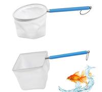 2 PCS Aquarium Shrimp Net Telescopic Fish Shrimp Skimming Net Round/Square Tiny Fishs Tank Nets with Extendable Stainless Steel Handle for Small Pond Fish Tank Aquarium