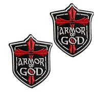 2 Pcs Armor of God Patch Christian Classic Bible Hook & Loop Faith and Power Embroidered Patch Shield Emblem Applique Decorative Accessories Tactical Patches for Backpacks,Clothes,Vest,Jacket,Hat