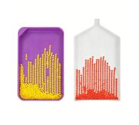 2 Pcs Art Dot Tool Kit for Diamonds Art Painting, Plastic Funnel Rhinestones Paintings Tray, Large Capacity DIY Drill Plate Crafts 5D Handmade Cross Stitch Nail