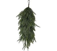 2 Pcs Artificial Christmas Teardrop Swag,25.19in Faux Winter Wreath Hanging Plants,Real Touch Greenery Pine Wreath Staircase Swags for Xmas Holiday Door Mantle Fireplace Decor Indoor Outdoor