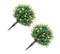 2 Pcs Artificial Eucalyptus Topiary Ball Tree Realistic Evergreen Leaf No Maintenance Sun & Cold Proof 17.8 Inch Tall for Gardens Offices Bedrooms Living Rooms Terraces