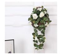2 Pcs Artificial Flowers Hanging Geraniums Plant With UV-Resistant Vines No Maintenance Faux Flower Basket For Porch, Garden, & Living Room Decor(White)