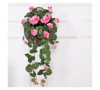 2 Pcs Artificial Flowers Hanging Geraniums Plant With UV-Resistant Vines No Maintenance Faux Flower Basket For Porch, Garden, & Living Room Decor(Pink)