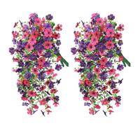 2 Pcs Artificial Hanging Flowers,UV-Resistant Hanging Plants Bouquet Trailing Realistic Morning Glory Fake Artificial Plants Imitation Flowers for Home Garden Patio Wedding Decor (Mixed purple red)