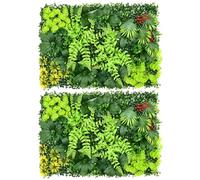 2 Pcs Artificial Living Wall Panels, 60x40cm Grass Plant Wall Panels Green Privacy Living Wall Fence Screening Home Garden Spring Leaf Backdrop for Indoor or Outdoor Garden Home