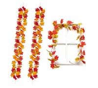 2 Pcs Artificial Maple Leaves, 1.7M Fall Hanging Artificial Maple Leaf Garland, Thanksgiving Halloween Christmas Decoration for Birthdays, Autumn Themed Parties.