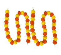 2 Pcs Artificial Marigold Garland, Light Orange Marigold Flower Garlands 5 Feet Long, Diwali Decorations For House, Christmas, Diwali Festival, Decoration Photo Prop for Home (Yellow and Orange)