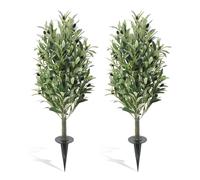 2 Pcs Artificial Olive Tree - 90 cm Tall Faux Plant, UV Resistant with Brown Taper Planter - Large Artificial Plants for Indoor & Outdoor Home, Office, Lobby, Garden Decor