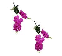 2 Pcs Artificial Orchid Flowers, 12 Heads 2 Fork Artificial Butterfly Orchid Fake Moth Orchids Flowers Artificial Orchid Fake Flowers for Table Centerpieces Living Room Home Décor (Deep Purple)