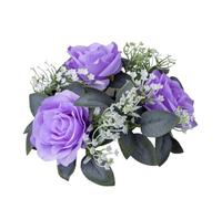 2 Pcs Artificial Rose Candle Rings,Floral Wreaths with Eucalyptus Leaves Greenery Garland for Pillar Candle Lantern Wedding Centerpiece Party Home Table Decor (Purple)