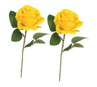 2 Pcs Artificial Roses, Yellow Roses, Artificial Plant, Desktop Ornament, for Wedding Home Party Office Decor, Table Centerpieces, DIY Floral Arrangements