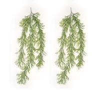 2 Pcs Artificial Staghorn Fern Hanging Bush Fake Frosted Stag Horn Vine Fern Faux Greenery Floral Arrangements Home Decoration