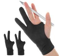 2 Pcs Artist Gloves Anti-fouling High-Elastic Two Finger Design, Drawing Glove Right Hand and Left Hand for Graphics Tablets, Pads and Art Creation (M, 22cm)