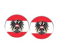 2 Pcs Austria Pins, Austria Logo Round Button Pins, Men's and Women's Metal Alloy Badges, Patriot's Day National Day Accessory
