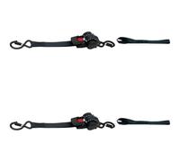 2 Pcs Auto Ratchet Straps, Self Retractable Tie Down with S-Hooks and Soft Loops, Heavy Duty Cargo Straps for Truck, Motorcycle, Container Securing