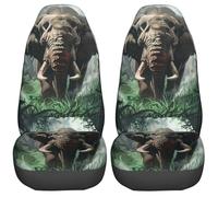 2 Pcs Auto Seat Cover Angry Elephant Front Car Seats Covers Water Resistant Front Seats Protector Easy Fit Protector For Van Truck Fit Most Cars 52X138 Cm