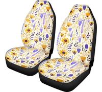 2 Pcs Auto Seat Cover Yellow Cosmos Auto Interior Covers Water Resistant Protector Accessories Vehicle Seat Cover For Suv Drive Van 52X138 Cm