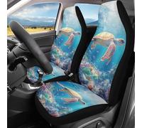 2 Pcs Auto Seat Covers Set 3D Sea Turtle Classic Elasticity Car Front Seat Covers, For Suv, Accessories, Trucks, Sedans