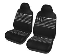 2 Pcs Auto Seat Covers Set American Flag Fight Brain Cancer Awareness Soft Classic Drivers Seat Protector, For Most Automotive, Suv, Sedans
