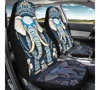 2 Pcs Auto Seat Covers Set Boho Elephant Print Non-Slip Comfortable Car Seat Covers, For Suv, Sedans, Cars, Trucks