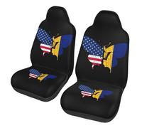2 Pcs Auto Seat Covers Set Butterfly Barbados And America Flag Dustproof All Seasons Car Seat Protector Covers, For Sedans, Most Automotive, Suv