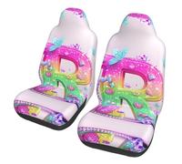 2 Pcs Auto Seat Covers Set Butterfly On The Letter Premium Novelty Car Front Seat Covers, For Sedans, Most Automotive, Suv, Accessories